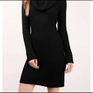 Cowl neck sweater dress